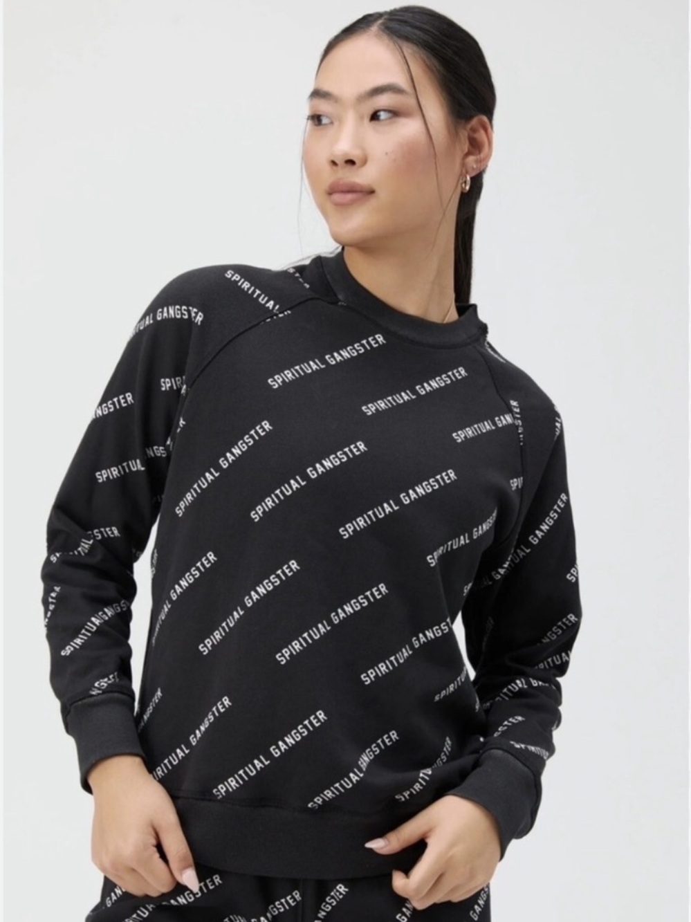 Spiritual Gangster Black All-Over Logo Crewneck - Picture 1 of 4